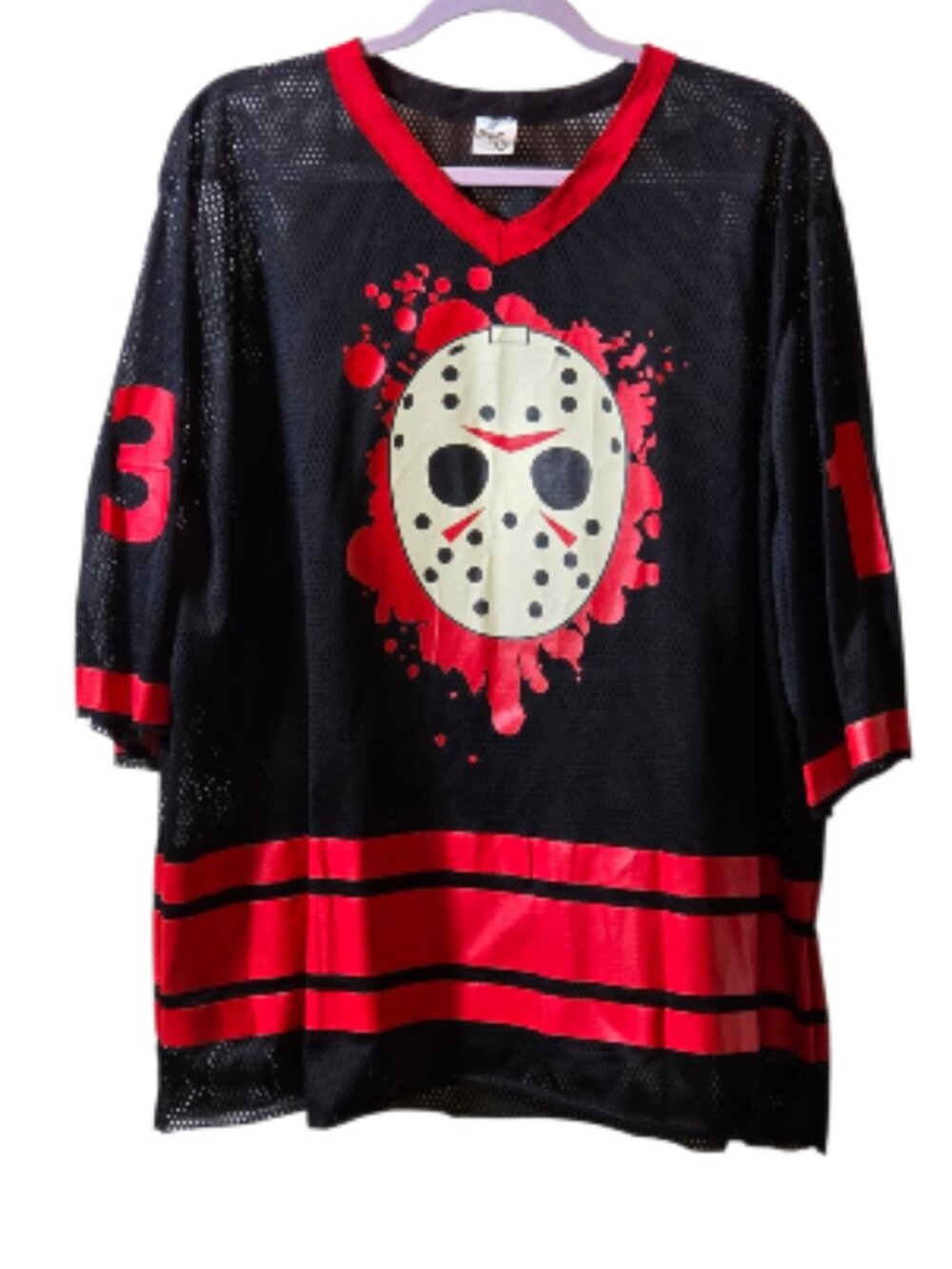 Friday the 13th Jason Voorhees #13 Mesh Hockey Jersey Horror Movie Black Red